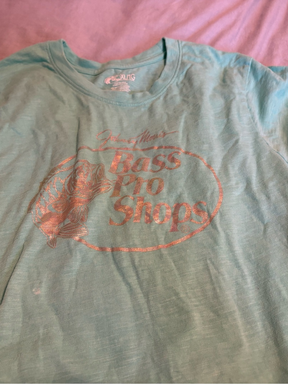 Bass Pro Shops Johnny Morris Teal Tee with Metallic Logo